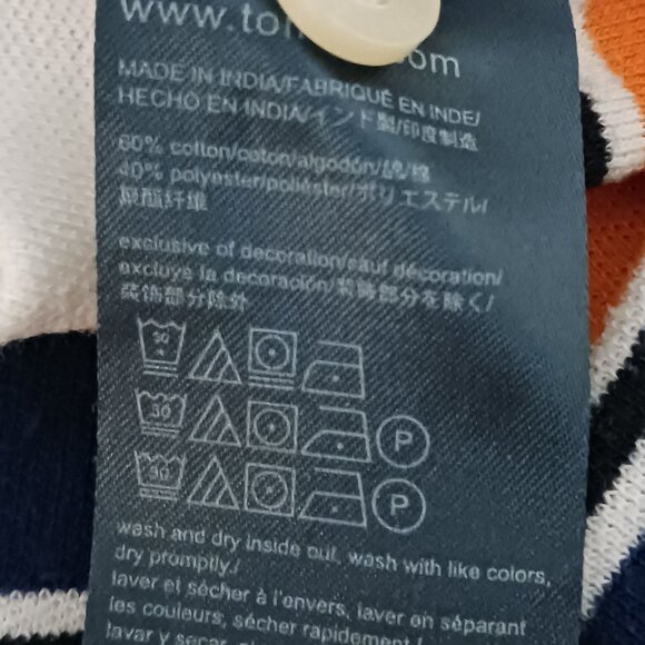 Tommy Hilfiger Performance Pique Classic Blue/Yellow Striped Polo Shirt Size L - Picture 5 of 7